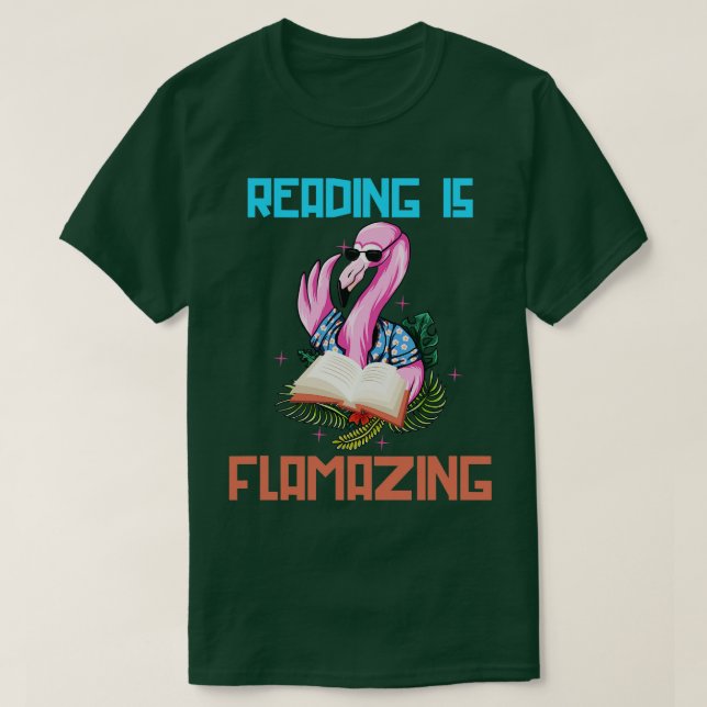 Flamingo Älskare Bookworm Gift Reading T Shirt (Design framsida)