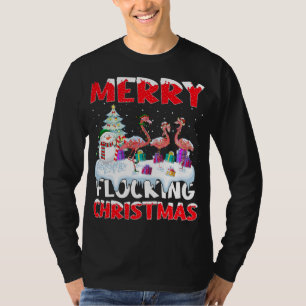 Flamingo Älskare Julafton Gift Merry Flocking jul T Shirt
