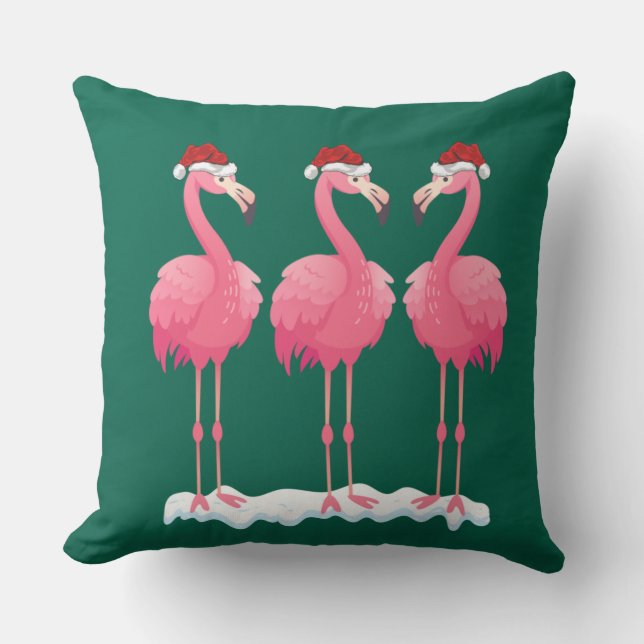 Flamingo Älskare Julafton Lighting Santa Rosa Flam Kudde (Framsida)