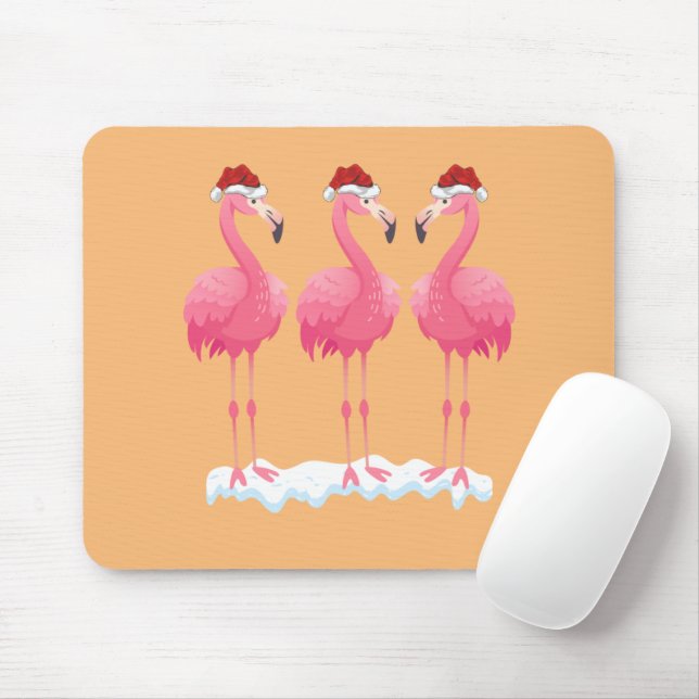 Flamingo Älskare Julafton Lighting Santa Rosa Flam Musmatta (Med mus)