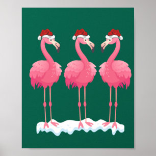 Flamingo Älskare Julafton Lighting Santa Rosa Flam Poster