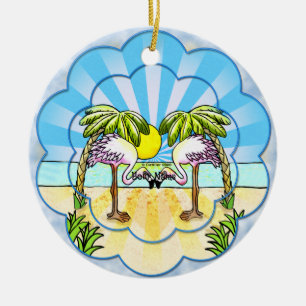 Flamingo älskare julgransprydnad keramik