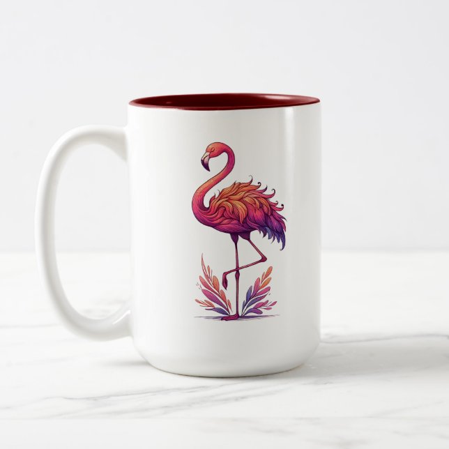 Flamingo älskare Large Två-Tonad Mugg (Vänster)