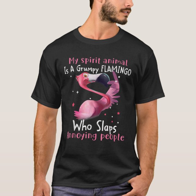 Flamingo Älskare Mitt spritdjur är grumpy Flamingo T Shirt (Framsida)