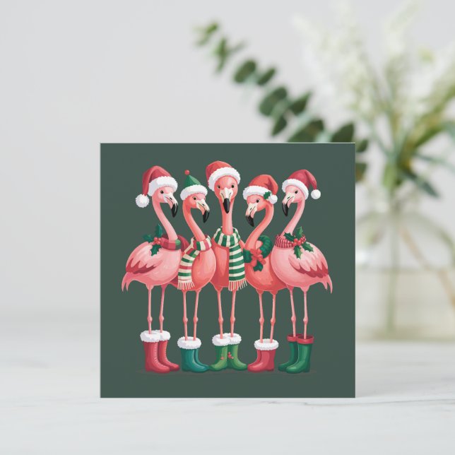 Flamingo Älskare Present Jul God Jul Julkort (Stående Fram)