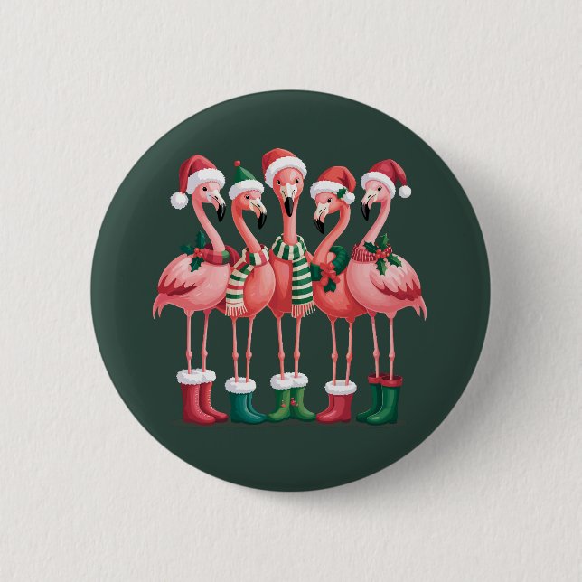 Flamingo Älskare Present Jul God Jul Knapp (Framsida)