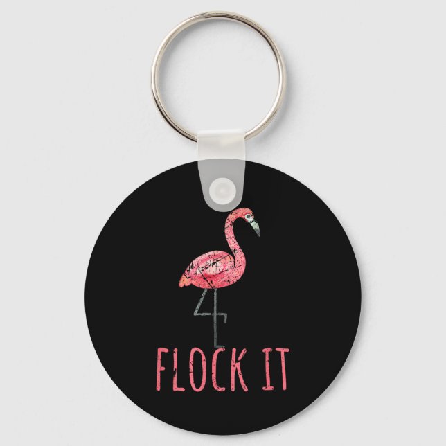 Flamingo älskare sommar fågel tropisk djur flock nyckelring (Framsida)
