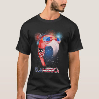 Flamingo American Flagga Flamerica 4:e juli USA P T Shirt