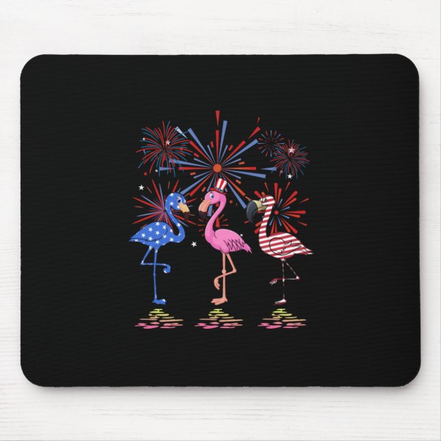 Flamingo American Flagga för 4 juli Musmatta (Framsidan)