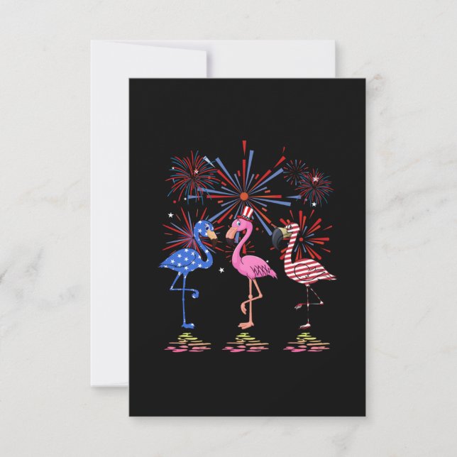 Flamingo American Flagga för 4 juli OSA Kort (Framsida)