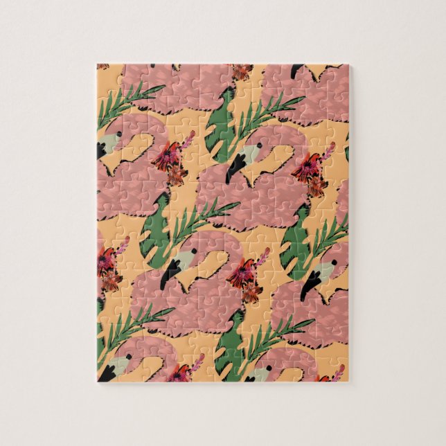 Flamingo Ananas Handritade Klotter Pussel (Vertikal)