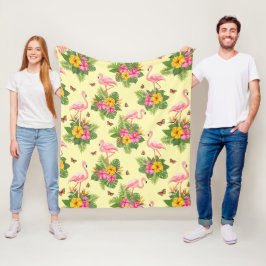 Flamingo and Butterflies 2 Fleecefilt