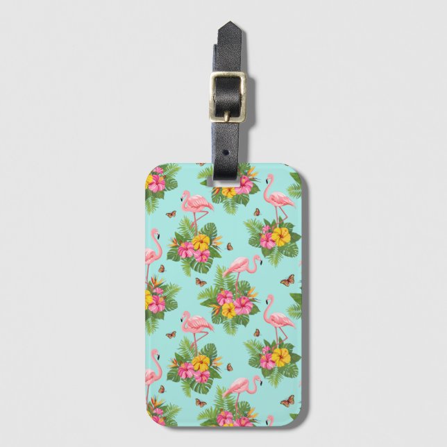 Flamingo and Butterflies 3 Bagagebricka (Framsida vertikal)
