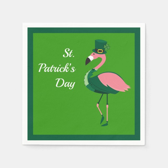 Flamingo Animal Grönt St Patrick's Day Pappersservett (Framsidan)