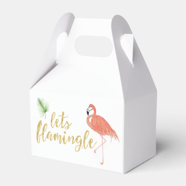 Flamingo Anpassningsbar Gift Box - Gable Presentaskar (Framsidan Sidan)