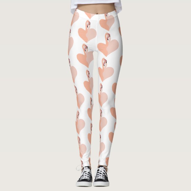 Flamingo Anpassningsbar Leggings, Rosa Flamingos H Leggings (Framsida)