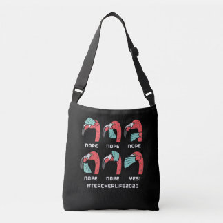 Flamingo Ansikte Mask Teacher Life Social Avstånd Axelväska