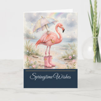 Flamingo April Showers - Vårönskningskort Kort