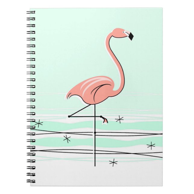 Flamingo Aqua bärbar dator Anteckningsbok Med Spiral (Framsidan)