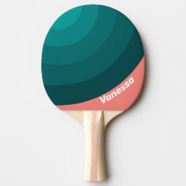 Flamingo Aqua Cirkel Rand med Namn Pingisracket