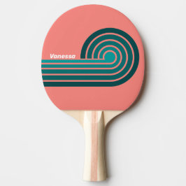 Flamingo Aqua Curl-ränder med namn Pingisracket