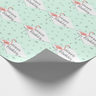Flamingo Aqua diamant Grattis på födelsedagen Presentpapper