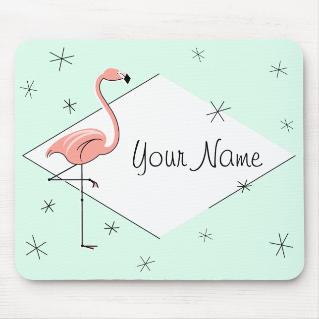 Flamingo Aqua Diamond Namn mousepad Musmatta (Framsidan)