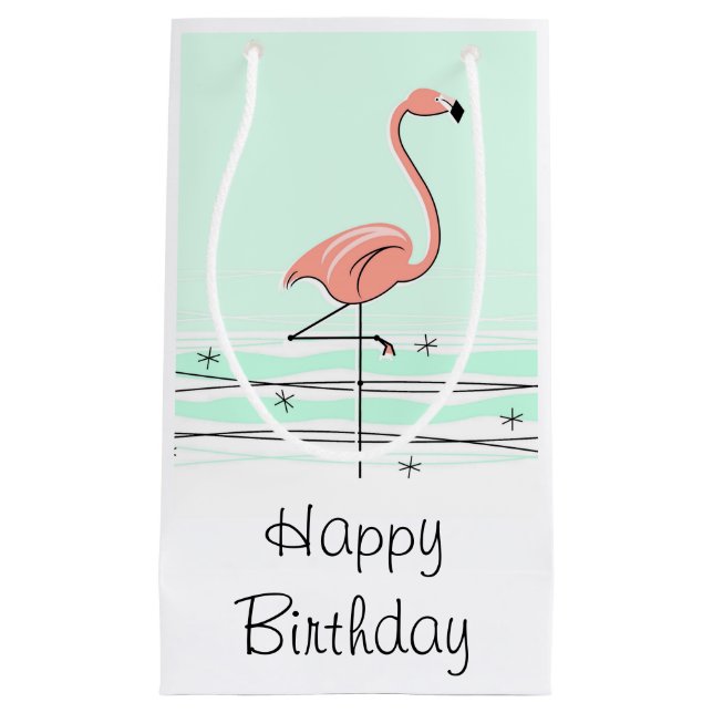 Flamingo Aqua Grattis på födelsedagen presentsäck  (Framsidan)