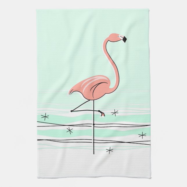 Flamingo Aqua kökshandduk (Vertikal)