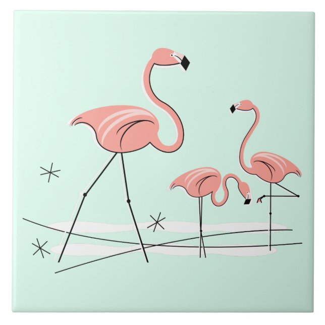 Flamingo Aqua Ocean Trio 2-panel Kakelplatta (Framsidan)