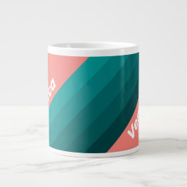 Flamingo Aqua-ränder med namn Jumbo Mugg
