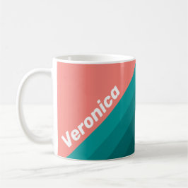 Flamingo Aqua-ränder med namn Kaffemugg