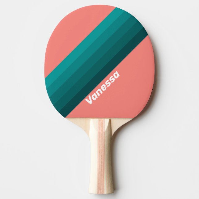 Flamingo Aqua-ränder med namn Pingisracket (Framsidan)