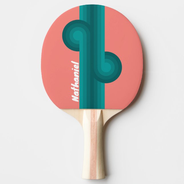 Flamingo Aqua Stripe Loop med namn Pingisracket (Framsidan)