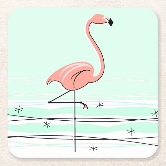 Flamingo Aqua underläggs Underlägg Papper Kvadrat (Framsidan)