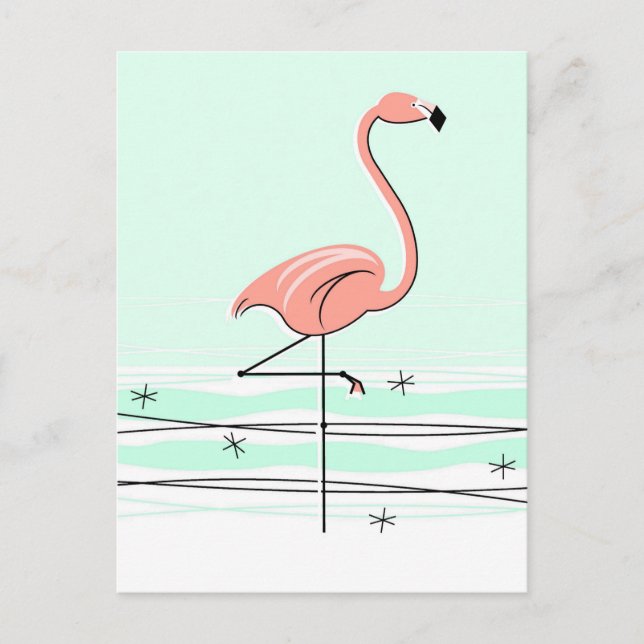 Flamingo Aqua vycard Vykort (Framsida)