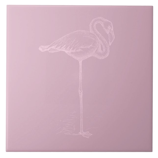 Flamingo Art Rosa eller ANPASSNINGSBAR FÄRG Kakelplatta (Framsidan)