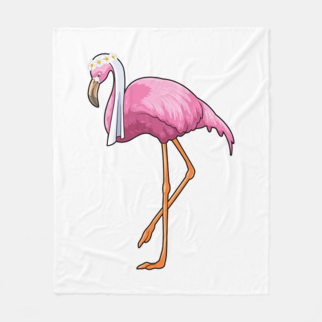 Flamingo as Bride with Veil Fleecefilt (Framsidan)