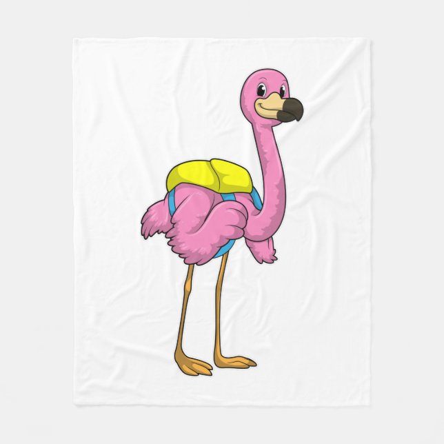Flamingo as Pupils with School bag Fleecefilt (Framsidan)