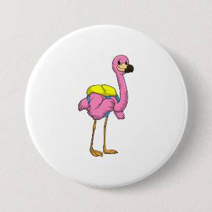 Flamingo as Pupils with School bag Knapp