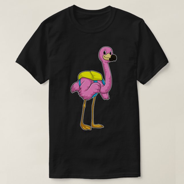 Flamingo as Pupils with School bag T Shirt (Design framsida)