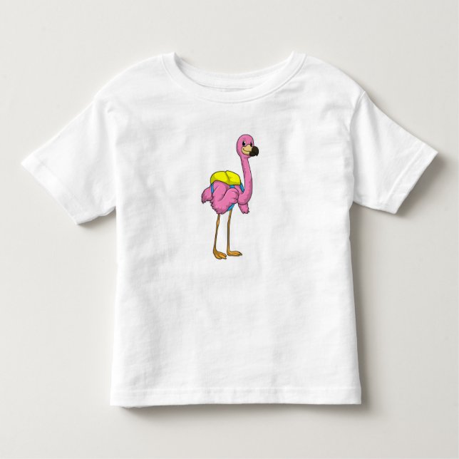 Flamingo as Pupils with School bag T Shirt (Framsida)