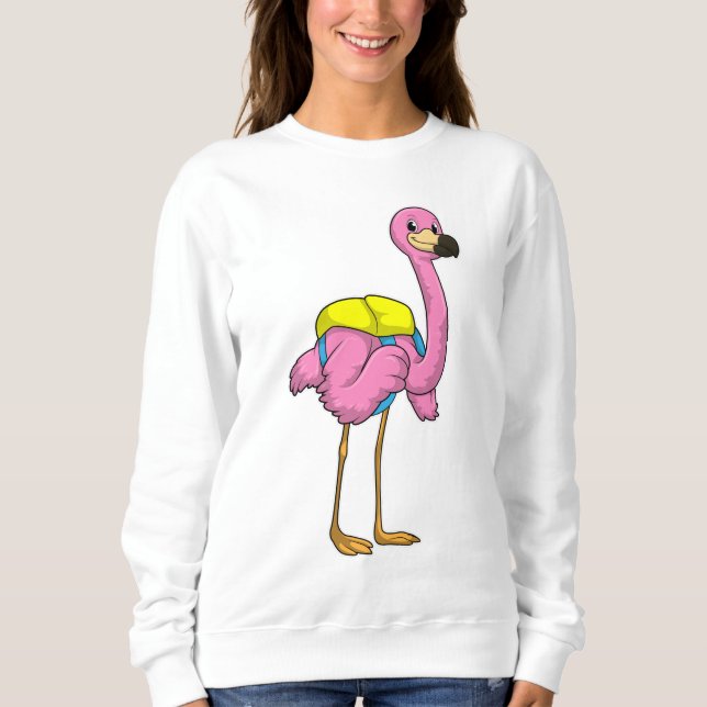 Flamingo as Pupils with School bag T Shirt (Framsida)