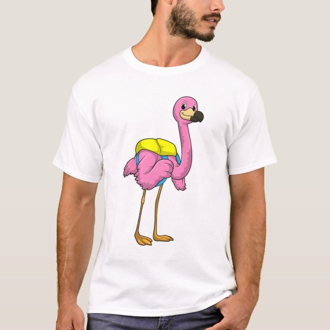 Flamingo as Pupils with School bag T Shirt (Framsida)