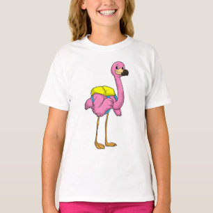 Flamingo as Pupils with School bag T Shirt