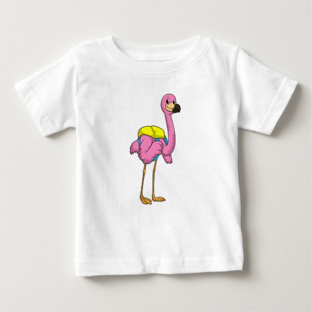 Flamingo as Pupils with School bag T Shirt (Framsida)
