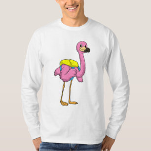 Flamingo as Pupils with School bag T Shirt