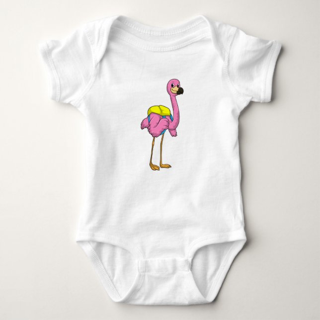 Flamingo as Pupils with School bag T Shirt (Framsida)