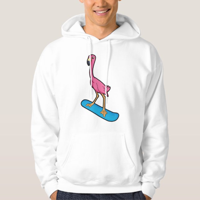 Flamingo as Snowboarder med Snowbaord Hoodie (Framsida)