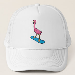 Flamingo as Snowboarder med Snowbaord Keps